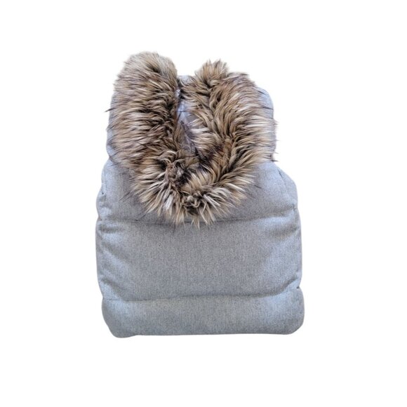 Gap Outdoor Edition Wool Blend Gray Winter Down Puffer Vest w/ Faux Fur Hood S - Picture 3 of 9